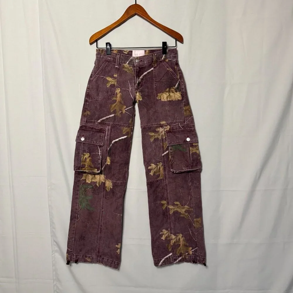 REVICE Purple Cargo Flare Jeans - Picture 1 of 15
